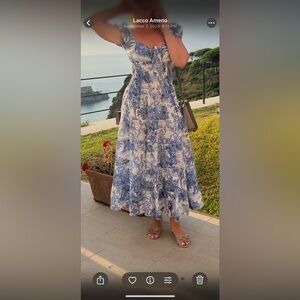 Blue and White Floral Maxi Skirt